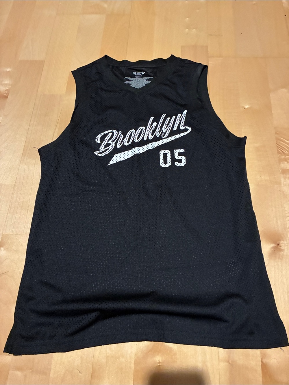 Old Navy Black Sleeveless Mesh 'Brooklyn 05' Youth L Jersey